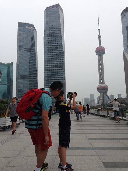 Wu’s husband, Ming, and son, Ethan, in Shanghai in 2015.