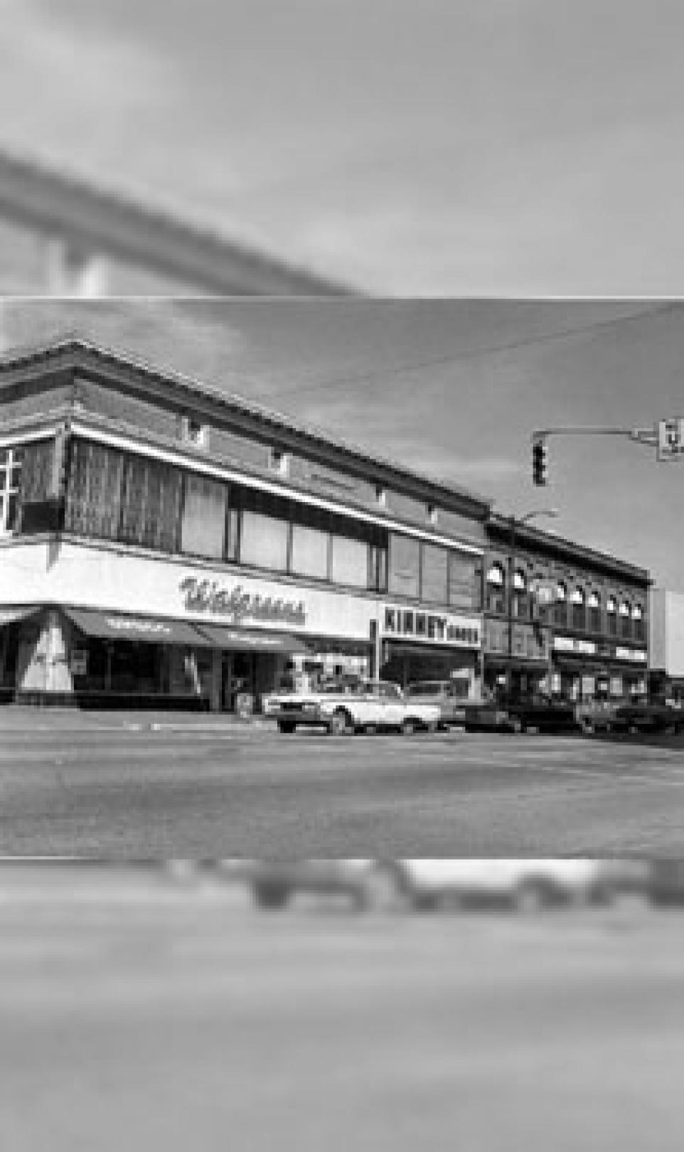 Storefront view of a Walgreens store in the 1960’s