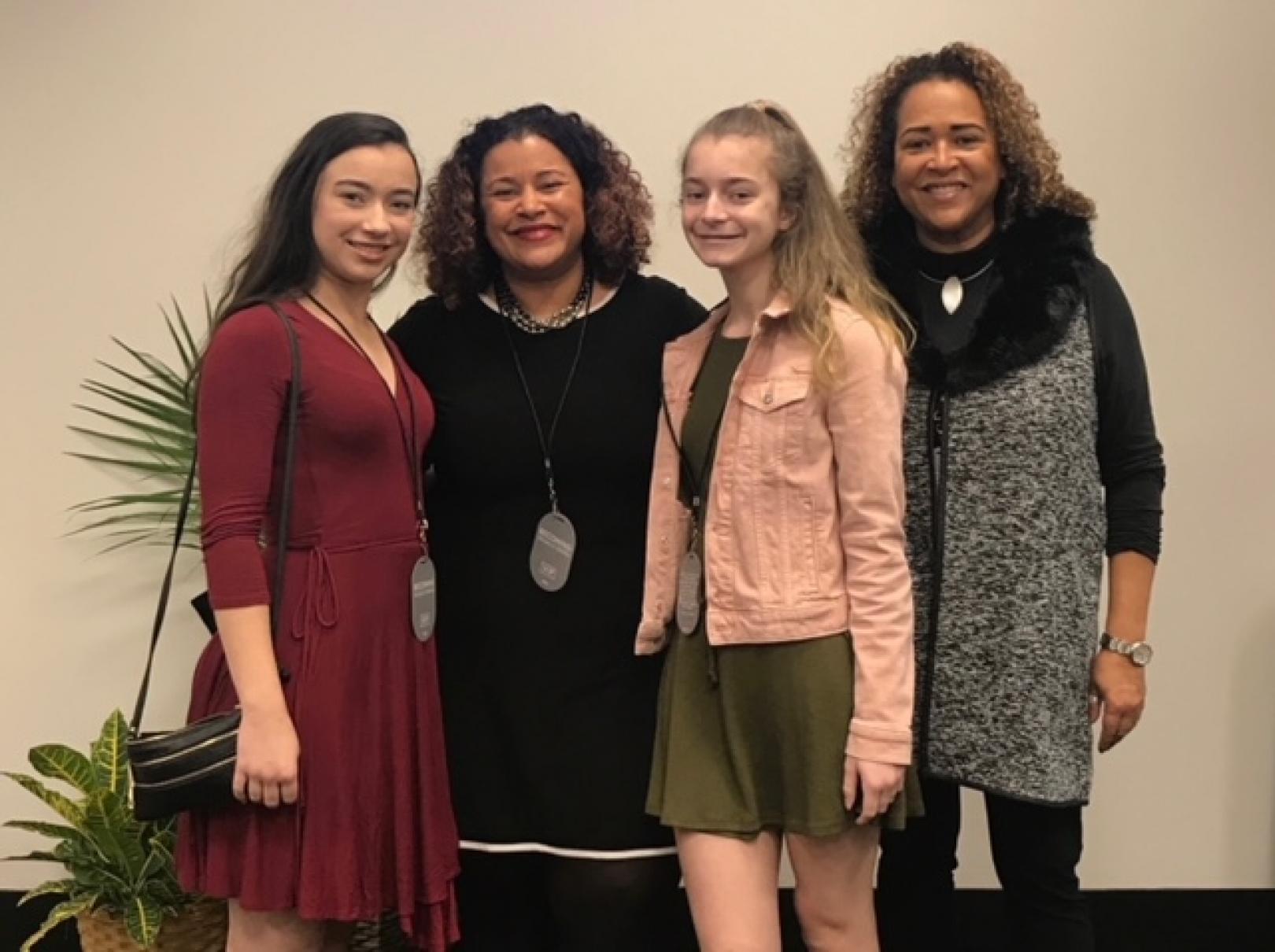 Pam with sister and nieces at Michelle Obama’s Becoming book tour