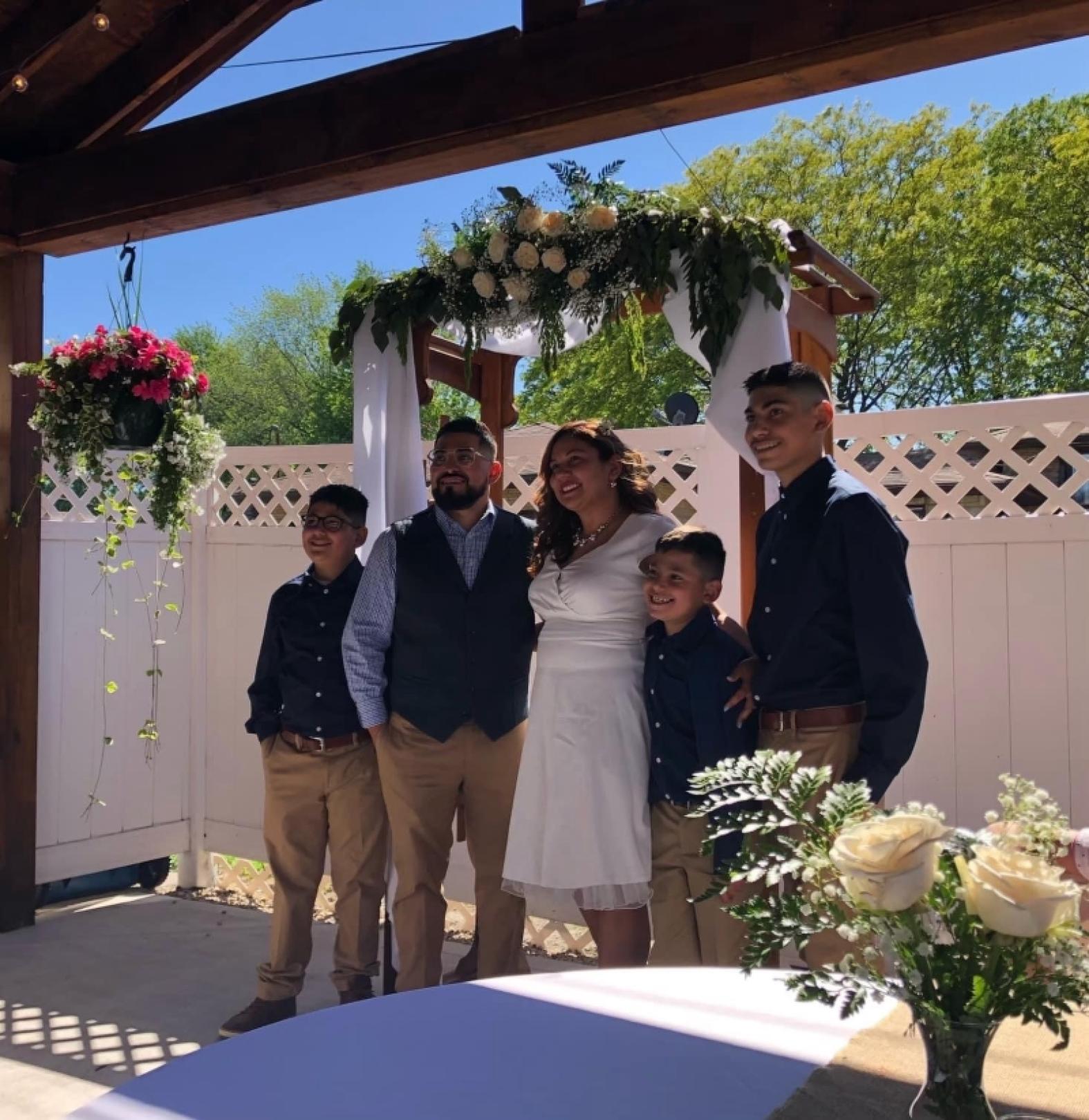 Abigail Jimenez and her husband renewed their wedding vows in 2021 with their three boys by their side.