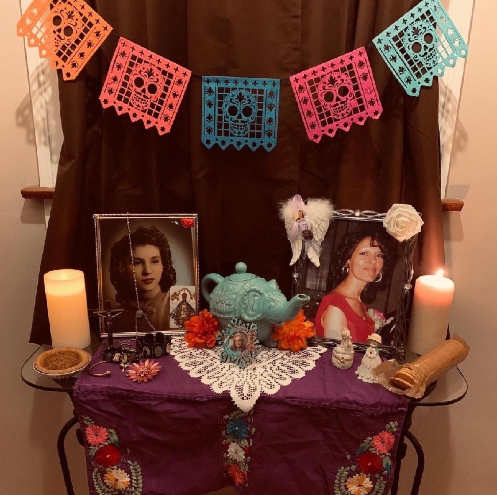 Abigail Jimenez and her family put up a small ofrenda every year to honor her mother and grandmother.