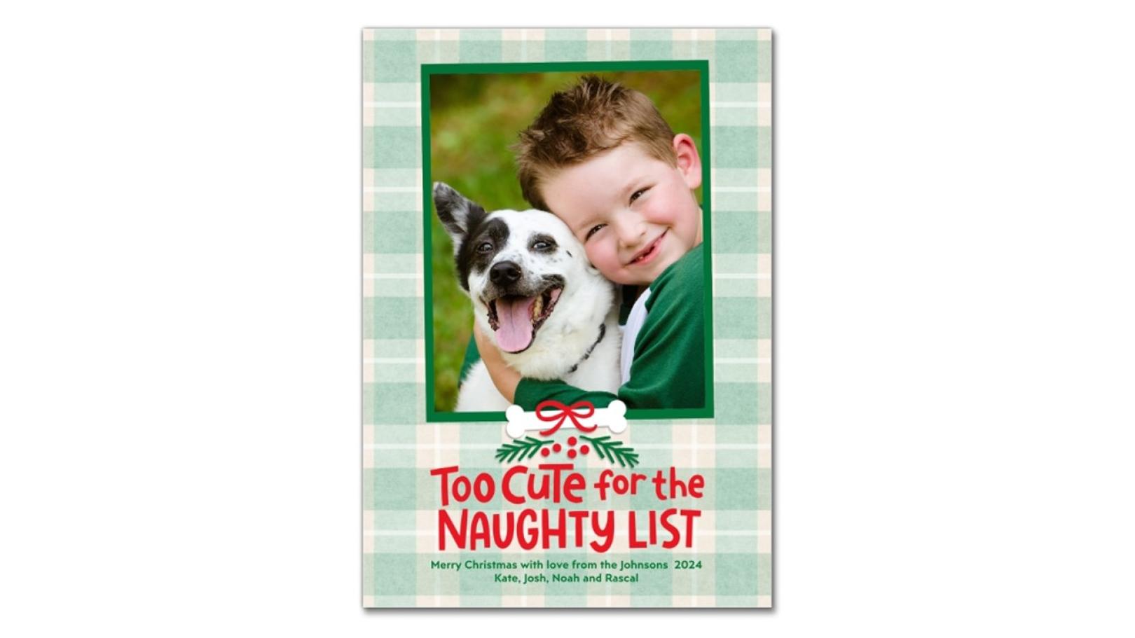 Dog and boy holiday card