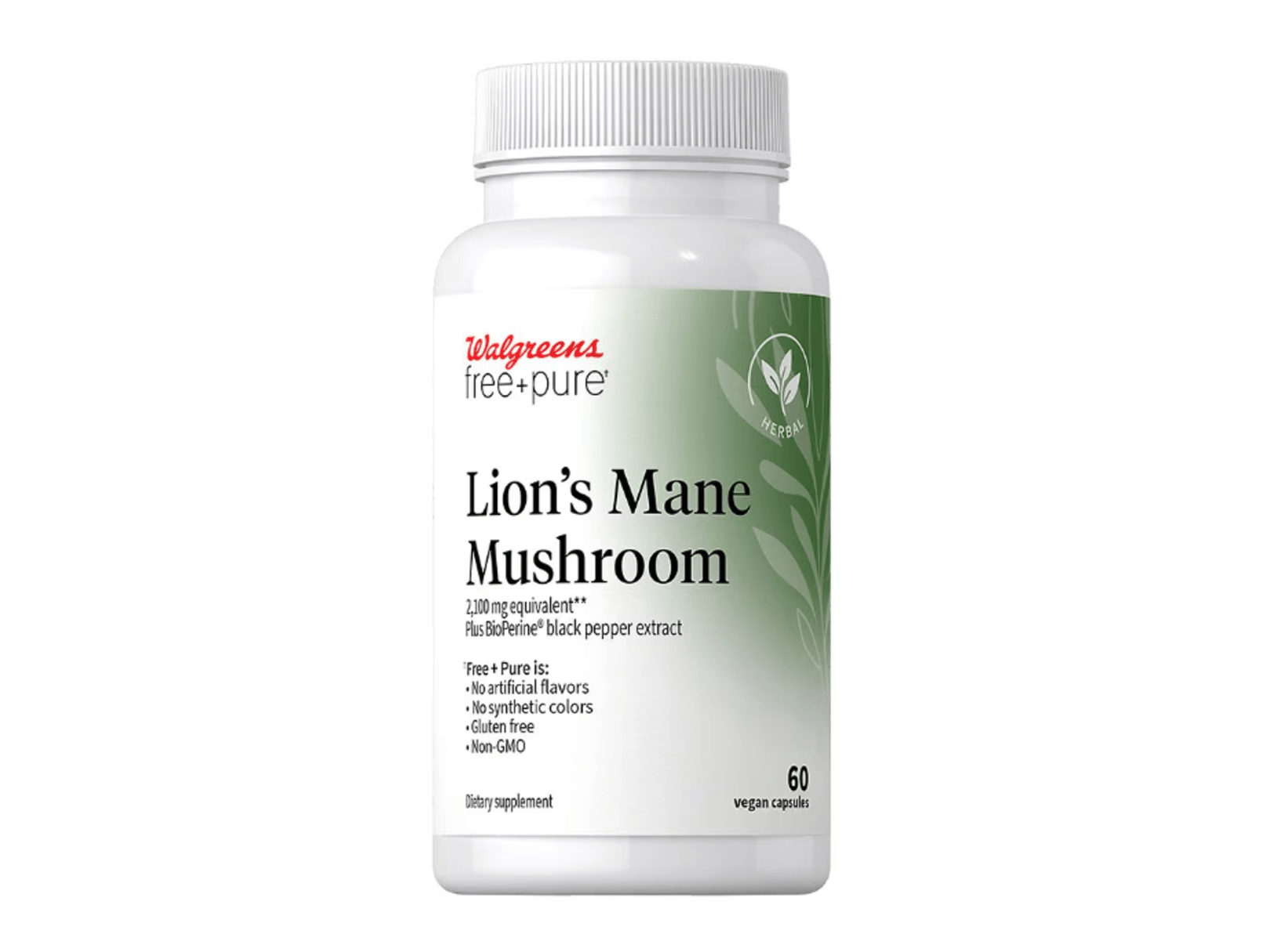 Bottle of Lion's Mane Mushroom Capsules. 