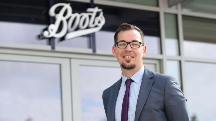 David Boyce, store manager, outside of the Boots store in Knocknacarra, County Galway, Ireland